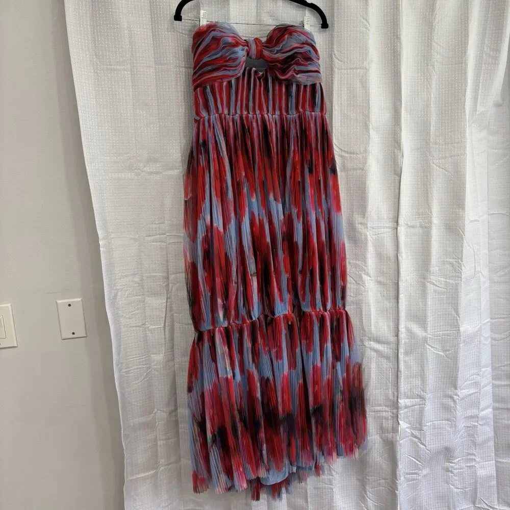 Hutch Dress Womens Size 12 Bow Front Strapless Maxi Dress Formal Blue Red NWT - Picture 3 of 7